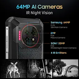Смартфон Oulitel WP19pro 678” FHD+ /8GB/256GB/ Helio G99/22000mAh/64+20Мп/IP69K/ NFC/Black - мініатюра 9