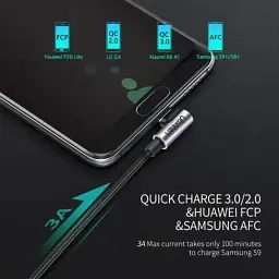 Дата кабель USB 2.0 AM to USB-C 1.0m US284 Angled Alum. Braid Black Ugreen (50941) - мініатюра 3