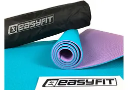 Килимок для йоги та фітнесу EasyFit TPE+TC 6 мм двошаровий + Чохол м'ятний з фіолетовим (EF-1924E-MV) - мініатюра 3