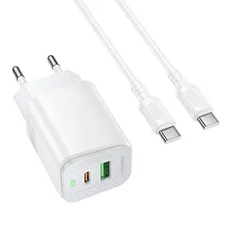 МЗП Borofone BAS83A Star PD20W+QC3.0 (1USB-A/1C) + кабель Type-C to Type-C White