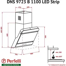 Витяжка Perfelli DNS 9723 B 1100 BL LED Strip - мініатюра 7