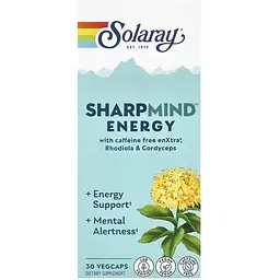 Ноотропи для енергії Solaray SharpMind Nootropics Energy 30 веганських капсул - мініатюра 2