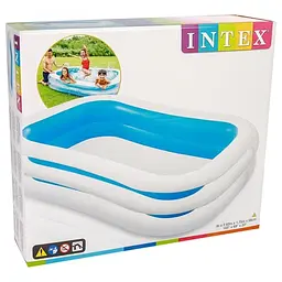 Басейн сімейний 56483 Intex прямокутний, 2 кільця, 749 л, 262-175-56см, в коробці (6903100014011) - мініатюра 3