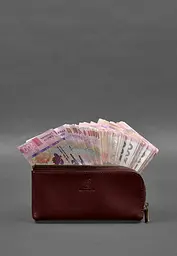 Шкіряне портмоне-купюрник на блискавці 14.0 бордовий - мініатюра 3