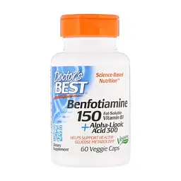 Антиоксидант Doctor's Best Бенфотіамін 150 + альфа-ліпоєва кислота 300, Benfotiamine 150 + Alph (DRB-00251)