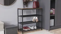 Полиця для взуття Слайм 3 Ferrum-decor 635x630x260 Чорний метал ДСП Дуб Сонома Трюфель 16 мм (FRD-105159)