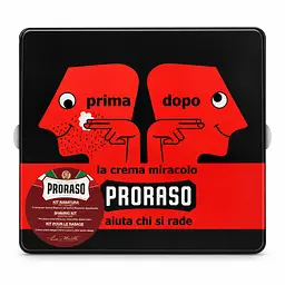 Набір подарунковий для гоління Proraso Vintage Selection Prima&Dopo в металевій коробці Делікатне гоління та догляд для жорсткої щетини