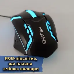 Комп'ютерна миша провідна Milang M3 USB з RGB підсвічуванням. Чорна - мініатюра 5