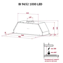 Витяжка вбудована Perfelli BI 9652 I 1000 LED - мініатюра 11