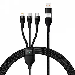 Кабель Baseus Flash Series Ⅱ Two-for-three Charging Cable USB + Type C to M + L + C 100W 1.2m Black