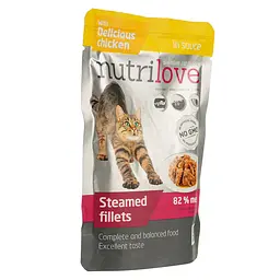 Вологий корм для дорослих котів Nutrilove тушковані шматочки з ніжною куркою в соусі 85 г - мініатюра 3