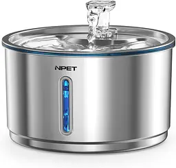 Фонтан для кота NPET WF210 Plus 4 л з нержавіючої сталі з підсвіткою