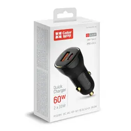 Зарядний пристрій ColorWay PowerDelivery PPS USB (USB-A + USB-C) (60W) Black (CW-CHA046PD-BK) - мініатюра 8