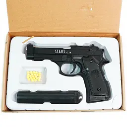Дитячий страйкбольний пістолет Airsoft Gun C.19+ металевий з глушником, стріляє кульками 6 мм, іграшкова зброя довжина 32 см - мініатюра 7