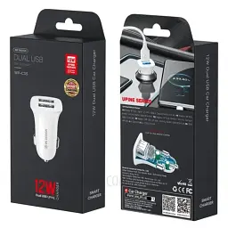 Автомобільний зарядний пристрій WK WP-C35 (2USB) White (6941027616468)