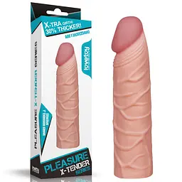 Насадка на пеніс Lovetoy Pleasure X-Tender Penis Sleeve 17 см тілесний - мініатюра 2