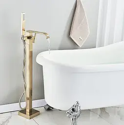 Змішувач для ванни Rea Carat підлоговий brushed gold REA-B6522, Золотий - мініатюра 5
