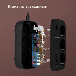 Мережевий фільтр живлення ColorWay CW-CHE34PDB 3 роз/4USB GaN3 Pro (CW-CHE34PDB) - мініатюра 10