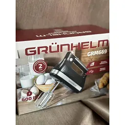 Ручний кухонний міксер Grunhelm із насадками для замішування тіста 5 швидкостей Турборежим 400 Вт GRM669 Чорний - мініатюра 4