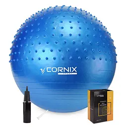 М'яч для фітнесу (фітбол) Cornix 65 см напівмасажний Anti-Burst Blue XR-0475