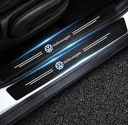 Захисна плівка накладка на пороги для Volkswagen Чорний Карбон 4 шт - мініатюра 6
