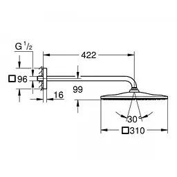 Верхній душ Grohe Rainshower Mono Cube 310 26563000, Хром - мініатюра 2