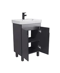 Тумба Мойдодир Simple Graphite 55-U з умивальником River 55 графітова універсальна Графіт - мініатюра 4
