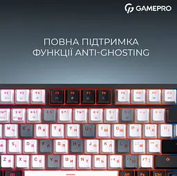 Бездротова механічна ігрова клавіатура GamePro MK-160-B Pro Black-White QLAB Orange Switches Hot-Swap - мініатюра 12