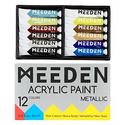 Набір акрилових фарб MEEDEN Metallic 12x22 мл - мініатюра 2