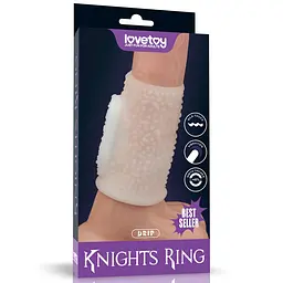 Вібронасадка на член Lovetoy Vibrating Drip Knights Ring, 10 см (білий) - мініатюра 5