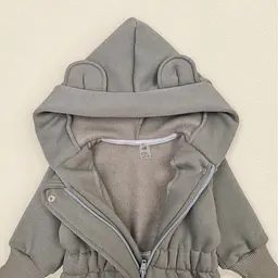 Ромпер-комбінезон тринитка з шапочкою Gray olive зріст 86 см (12 – 18 місяців) Malena Сірий - мініатюра 3