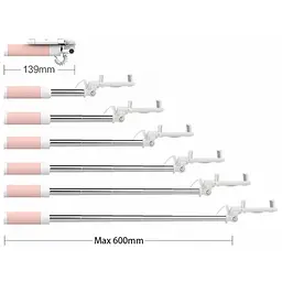Монопод Usams US-ZB014 Small Mirror Lightning Head Selfie Stick pink - мініатюра 2