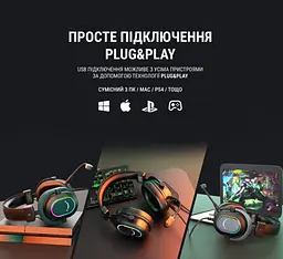 Игровые наушники с микрофоном Fifine H-6B RGB USB 7.1 Black - мініатюра 8