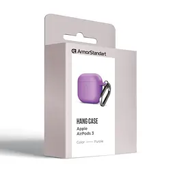 Силіконовий чохол для навушників Apple AirPods 3, Hang Case, фіолетовий, ультратонкий захисний кейс товщиною 2 мм, захист від подряпин, пилу та ударів, компактний, з карабіном для кріплення, ArmorStandart (ARM60317) - мініатюра 8