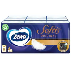 Носовички Zewa Softis Pocket, чотирьохшарові, 9 уп. по 5 шт. - мініатюра 2