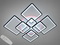 Стельова LED-люстра Diasha 8160/8BK 3color з пультом і димером, чорна, 225W, 12375 lm, сучасні квадратні LED-плафони 127×