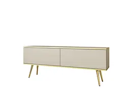 Тумба під телевізор Perfect Home Оро / Oro 2-дверна з золотими ніжками RTV135 Бежевий (PFH-091316) - мініатюра 3