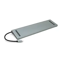 Хаб-конвертор Voltronic 12 в 1 Type-C (тато) на Type-C(мама)+2*USB2.0(мама)+USB3.0(мама)+2*HDMI(мама)+VGA(мама)+SD/TF+RJ45+ jack3.5 (мама)+PD, 10cm, Silver, Box - мініатюра 5