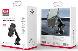 Автотримач XO WX027 Car holder 15W Wireless Charger Чорний - мініатюра 6