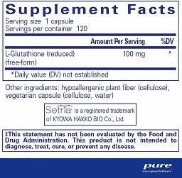Знижений Глутатіон Pure Encapsulations Reduced Glutathione 120 капсул - мініатюра 2