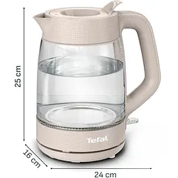 Чайник електричний Tefal Morning Glass Kettle 1.7 л бежевий (KO2G0BE0) - мініатюра 5