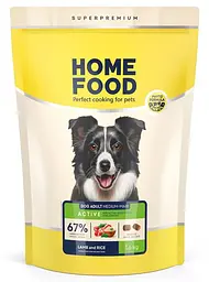 Корм для активних собак и юніорів середніх та великих порід Home Food з ягням та рисом 1,6кг