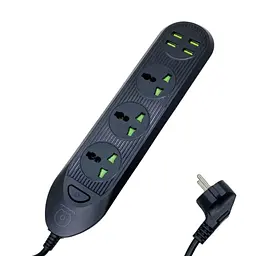 Мережевий подовжувач WUW-C133 4USB+3Socket 2500W 2m black