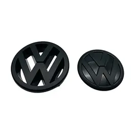 Емблеми передня та задня Volkswagen Golf V (MK5) Ø 125 та Ø110 мм пластик Чорні матові 2 шт