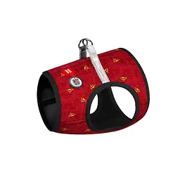 Шлея для собак м'яка Waudog Clothes з QR-паспортом, малюнок Супермен червоний, S1, B 40-45 см, C 29-31 см