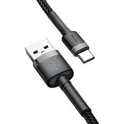 Кабель Baseus Cafule USB для Type-C 3A 1m grey black (CATKLF-BG1) - мініатюра 3