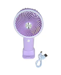 Вентилятор ручний акумуляторний з підставкою для телефону Mini Fan HX09-1 Бузковий з білим
