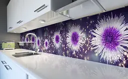 Вініловий кухонний фартух Блискучі Айстри наклейка для кухні ПВХ сяйво Квіти Фіолетовий Happy Pocket Z181652 - мініатюра 5