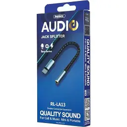 Кабель Remax Jack 3.5 AUX - USB C Sury 15 см чорний - мініатюра 6