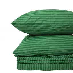 Літній постільний комплект MirSon №2942 Сolor Fun Line Stripe Emerald з евкаліптовим волокном 220х240 см смарагдовий (2200010964042) - мініатюра 2